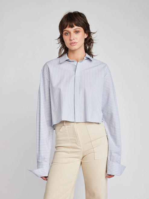 Elodie Crop Shirt - Purple Stripes